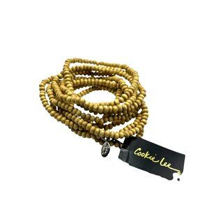 Vintage Cookie Lee Bracelet Bundle Set‎ Wooden Beads Stretch Boho Nature NEW